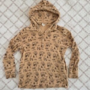 Kate Quinn Organic Cotton Mama Baby Bear Print Henley Hoodie Small